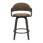 Daxton - Swivel Counter Height Round Back Wood Bar Stool With Faux Leather Seat