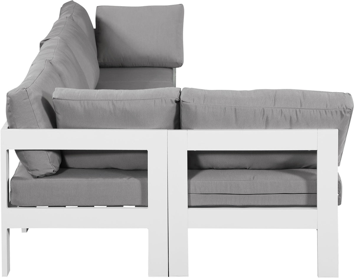 Nizuc - Outdoor Patio 5 Piece Modular Sectional With White Frame