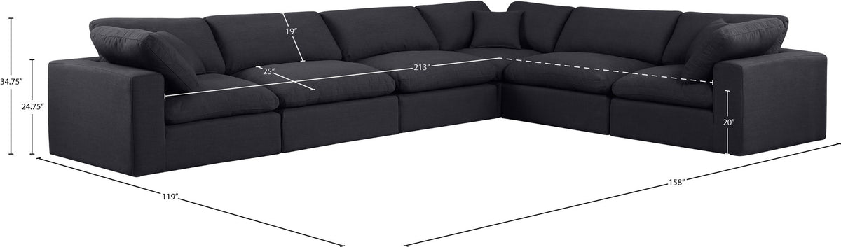 Comfy - 6 Piece Linen Modular Corner Sectional