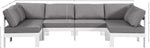 Nizuc - Outdoor Patio 6 Piece Modular Sectional With White Frame