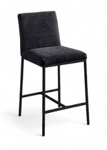 Reeves - Chenille Fabric Upholstered Counter Stool (Set of 2) - Black Base