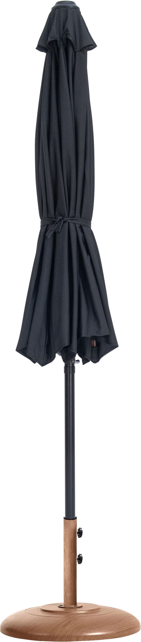 Fiji - Aluminum Patio Umbrella With Round Teak And Black Base