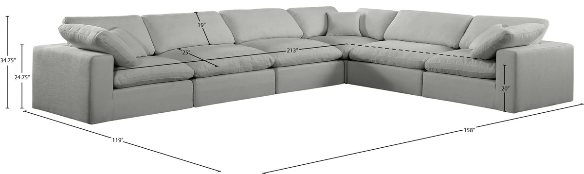 Comfy - 6 Piece Linen Modular Corner Sectional