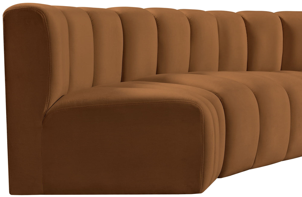 Arc - Velvet 7 Piece Modular Sofa - Saddle