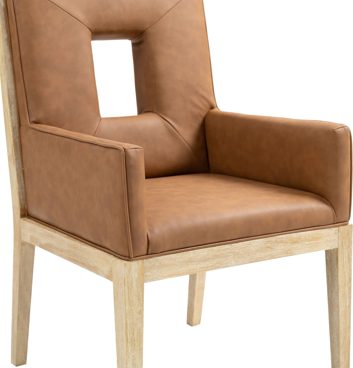 Gwendolyn - Faux Leather Dining Arm Chair With Natural Frame