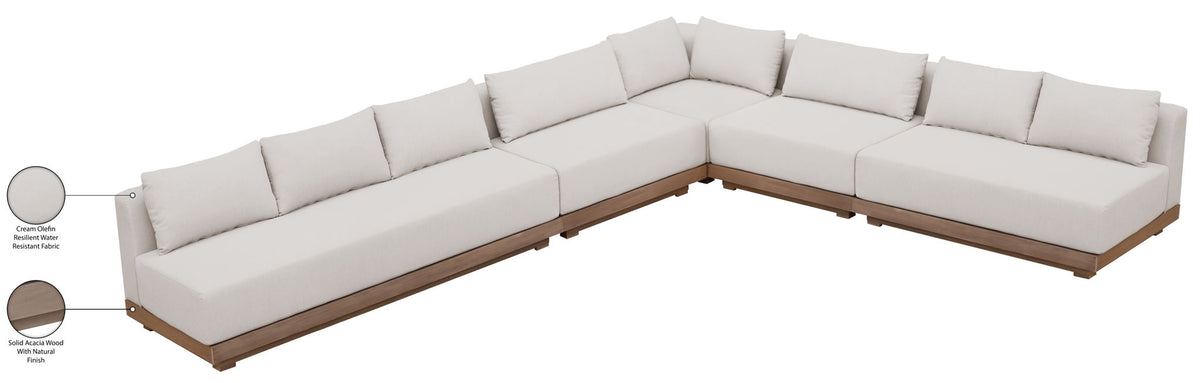 Solace - Olefin 5 Piece Outdoor Patio Modular Sectional