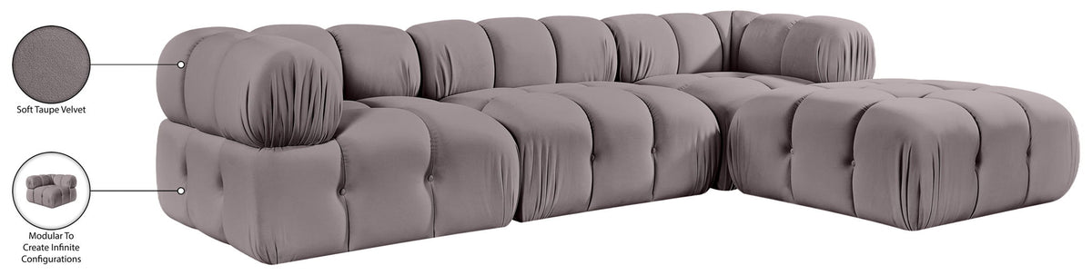 Orin - Velvet 4 Piece Modular Sectional With Chaise