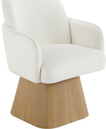Marlowe - Linen Textured Fabric Upholstered Swivel Dining Arm Chair - Stained Natural