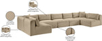 Shaggy - Fabric 7 Piece Modular U-Shaped Armless Sectional
