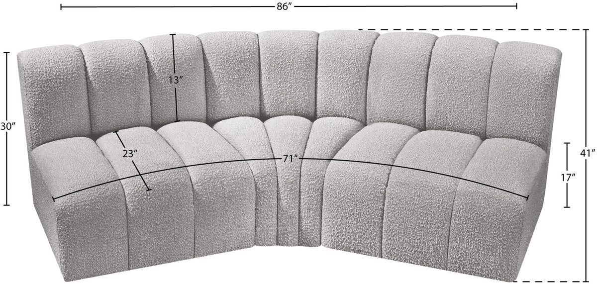 Arc - Boucle Fabric 3 Piece Modular Corner Sofa