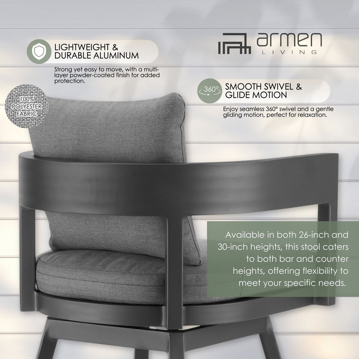 Menorca - Outdoor Patio Swivel Bar Stool