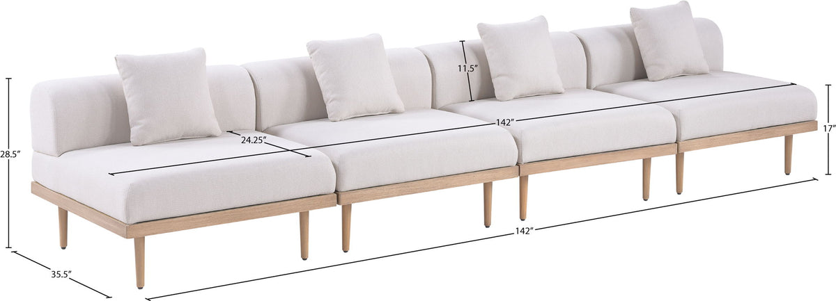 Laguna - 4 Piece 142" Upholstered Outdoor Patio Modular Armless Sofa