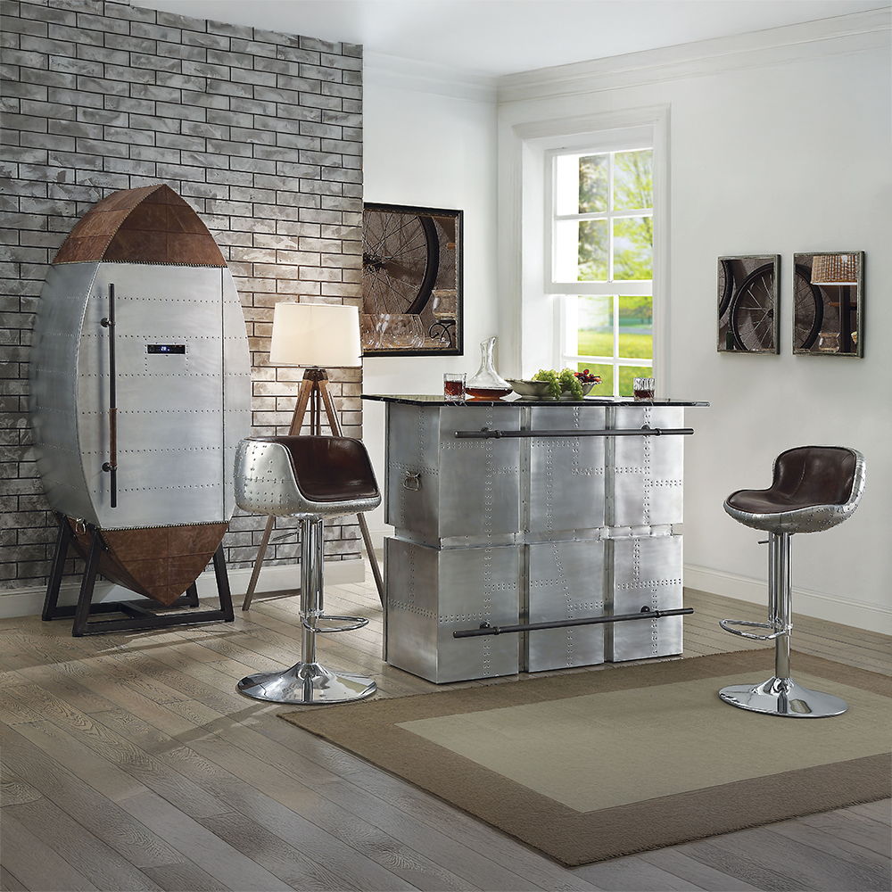 Brancaster - Wine Cooler - Retro Brown Top Grain Leather & Aluminum