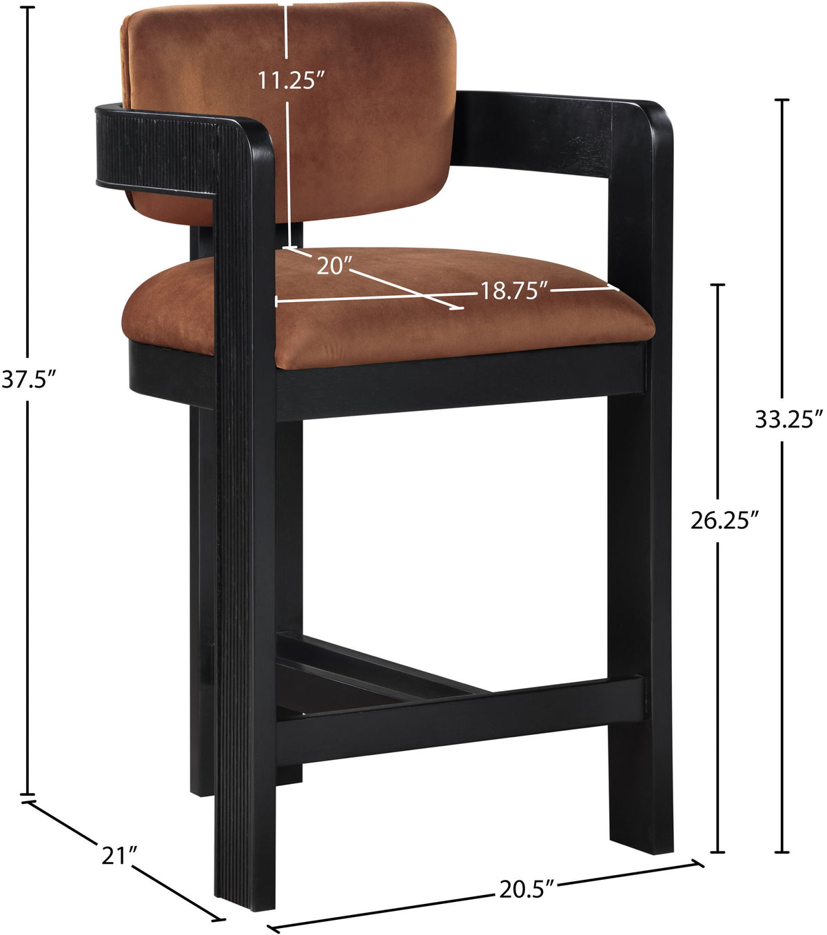 Sacha - Velvet Stool With Black Base