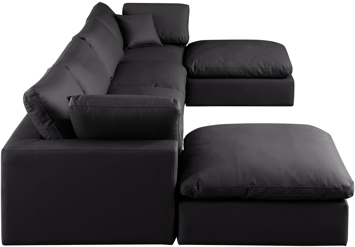 Comfy - 6 Piece Faux Leather Modular Double Chaise Sectional