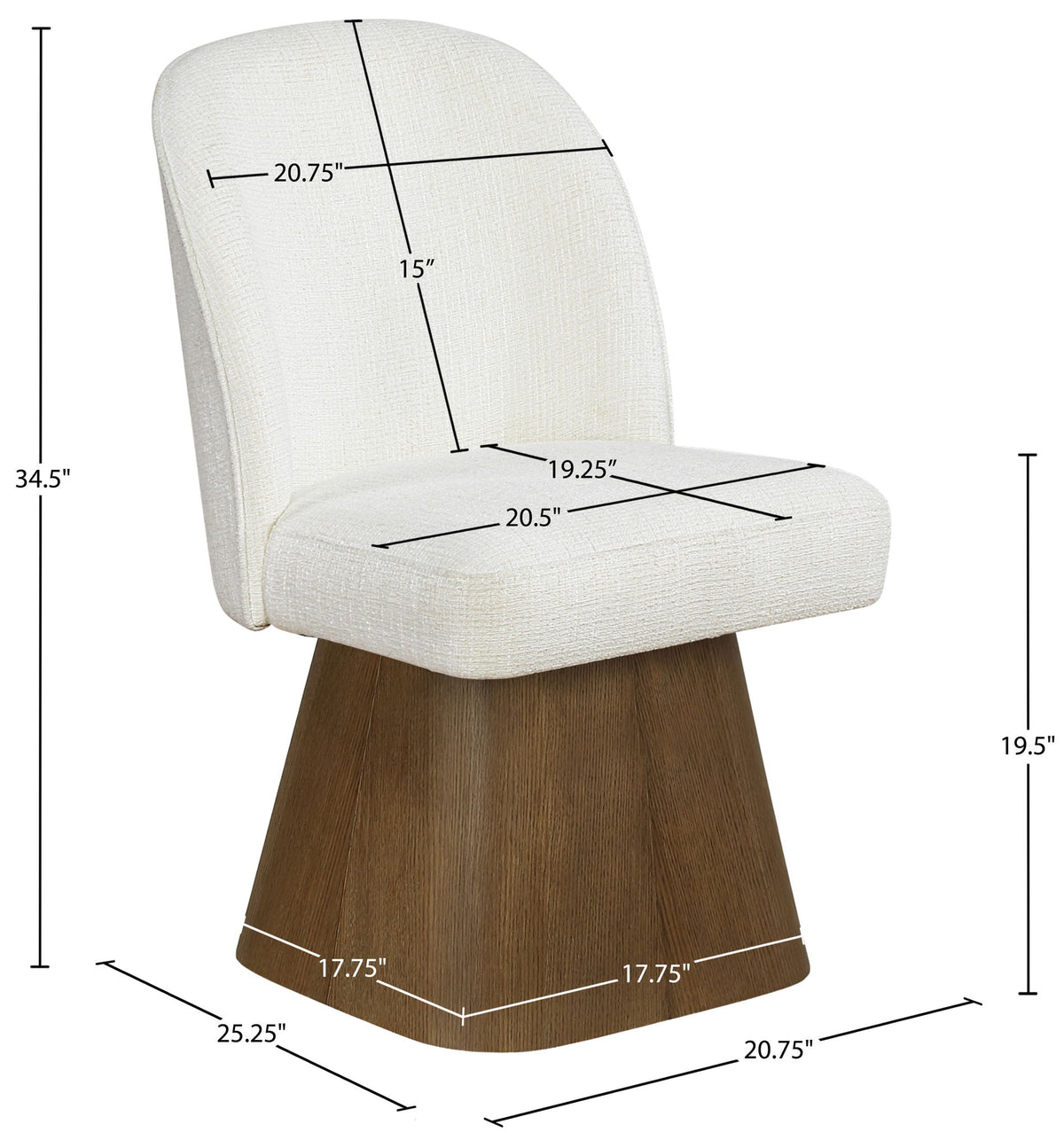 Marlowe - Linen Textured Fabric Upholstered Swivel Dining Side Chair - Stained Brown