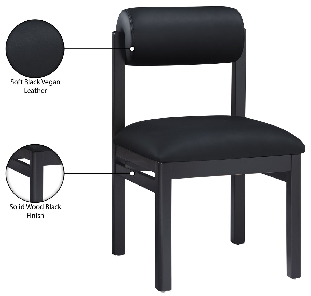 Roundhill - Faux Leather Dining Chair (Set of 2) - Black Frame