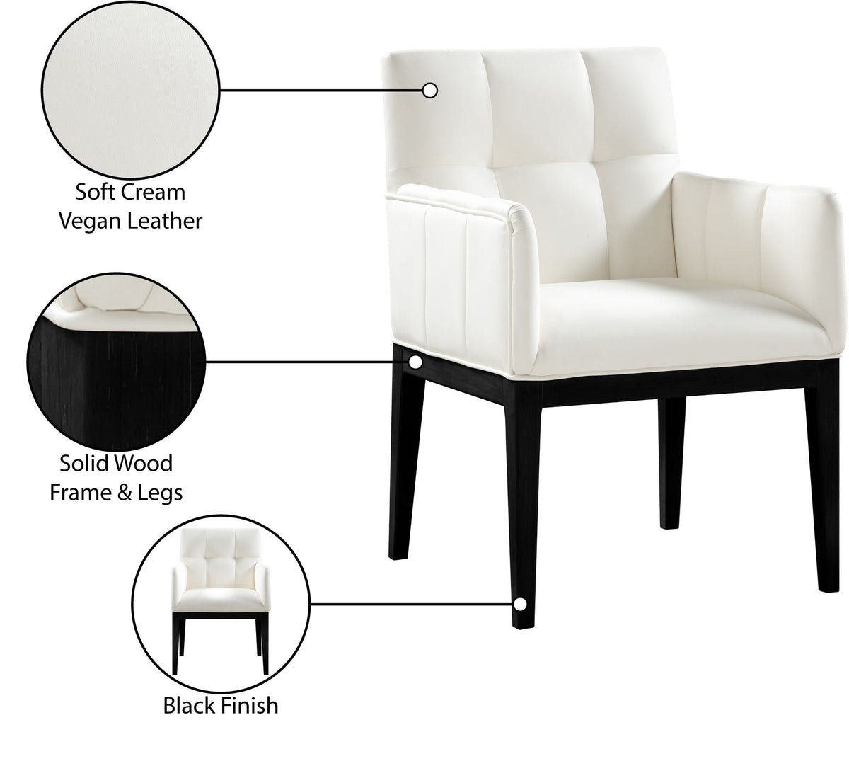Adrian - Dining Arm Chair (Set of 2) - Black Legs