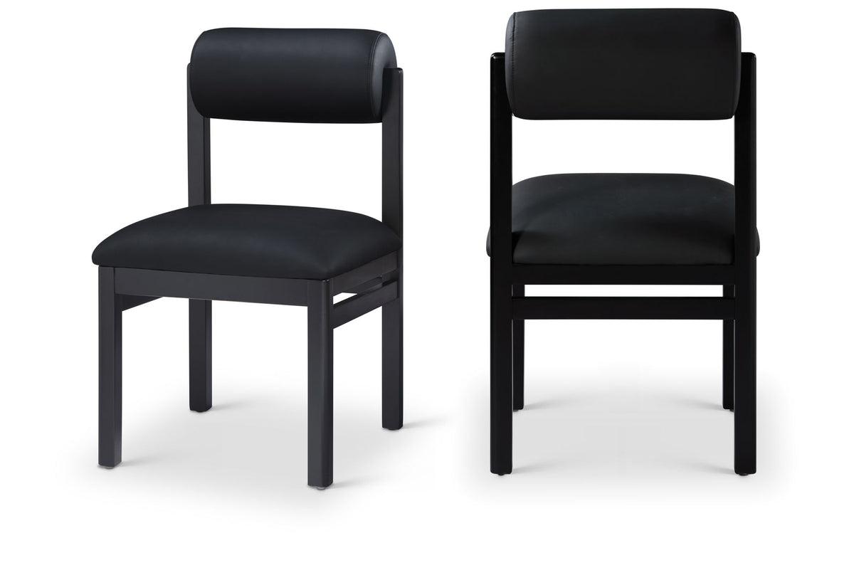 Roundhill - Faux Leather Dining Chair (Set of 2) - Black Frame