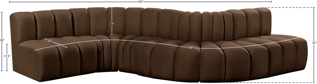Arc - Velvet 6 Piece Curved Modular Sofa