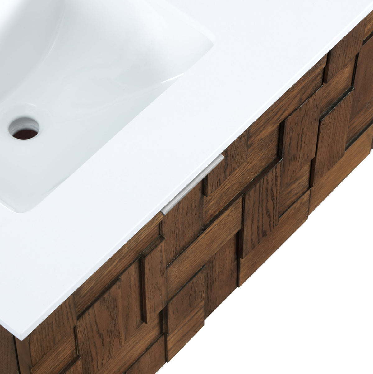 Leonardo - Engineered Stone And Solid Wood 24" Wall Mounted Bathroom Vanity
