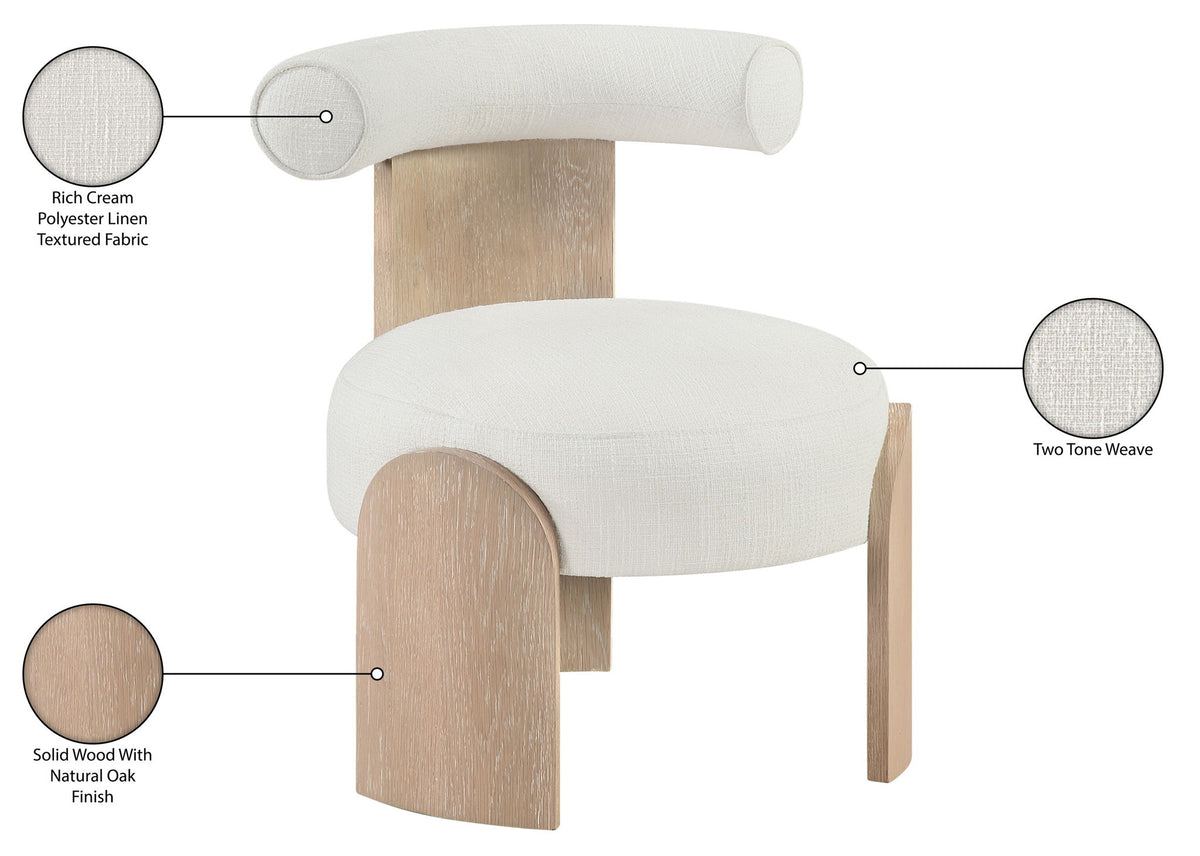 Calder - Linen Textured Fabric Upholstered Accent Chair - Painted Natural Base