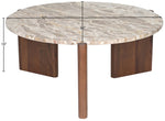 Varenna - Marble Top And Acacia Wood Base Coffee Table - Beige