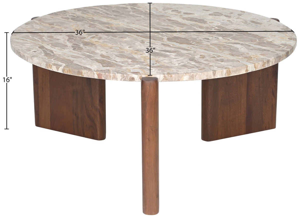 Varenna - Marble Top And Acacia Wood Base Coffee Table - Beige