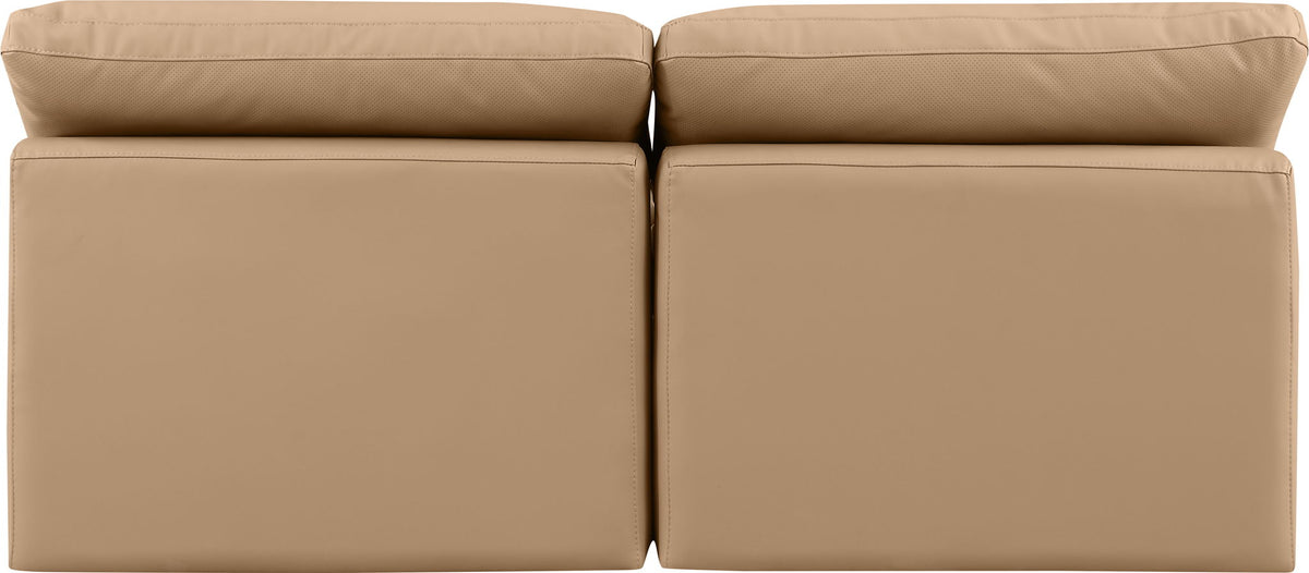 Indulge - Faux Leather 2 Piece Modular Armless Sofa - Tan