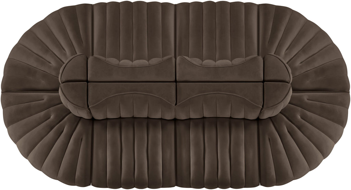 Rummi - Oval Velvet Performance Fabric Upholstered 8 Piece Modular Sectional