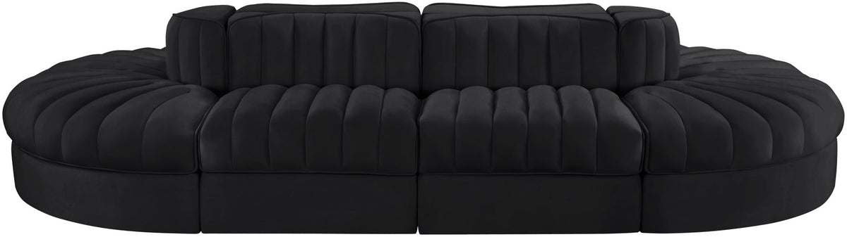 Rummi - Oval Velvet Performance Fabric Upholstered 8 Piece Modular Sectional
