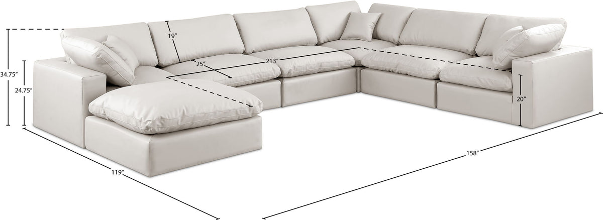 Comfy - 7 Piece Faux Leather Modular Sectional With Chaise