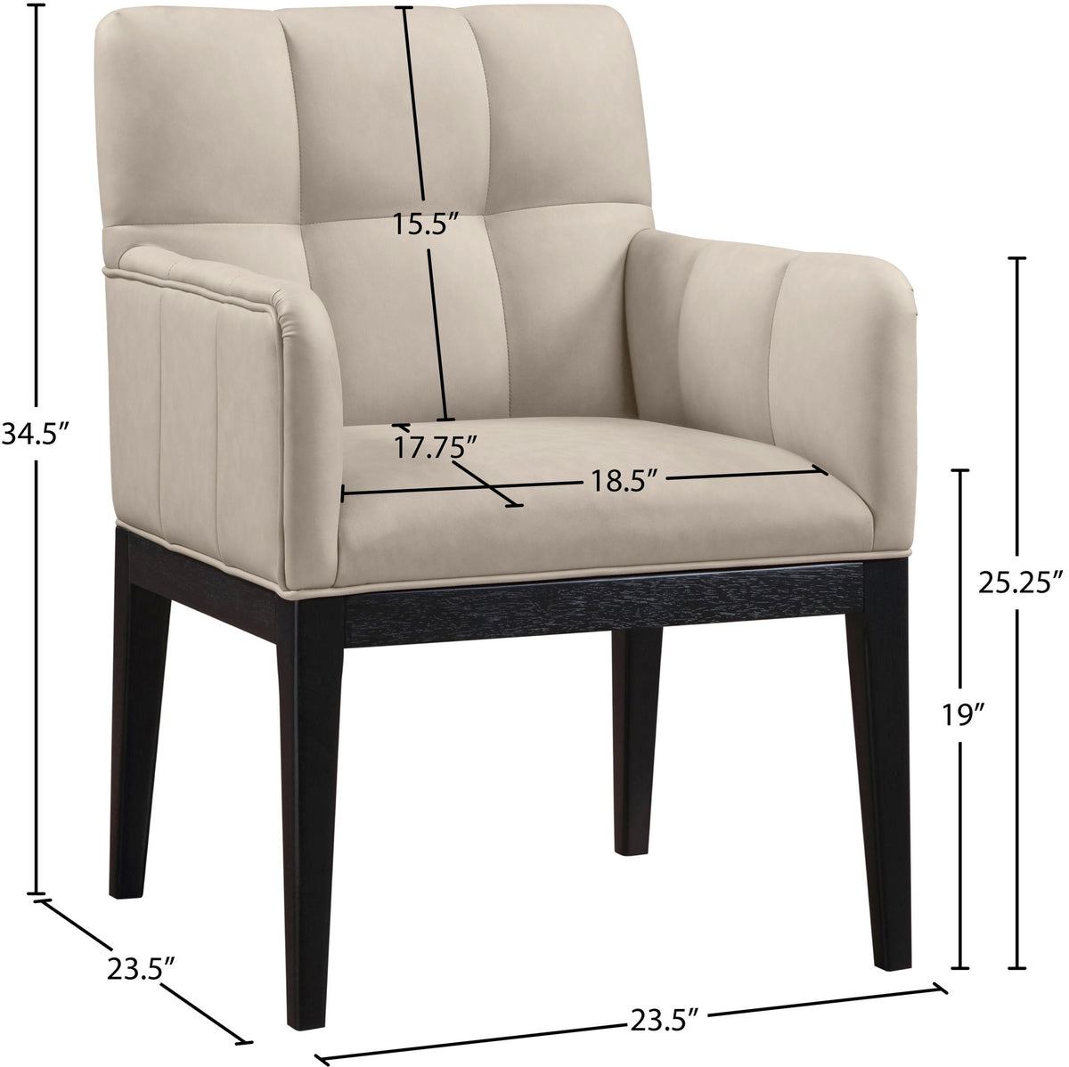 Adrian - Dining Arm Chair (Set of 2) - Black Legs