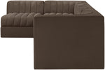 Rummi - Velvet Performance Fabric Upholstered 5 Piece Modular Sectional, L-Shaped (Right)