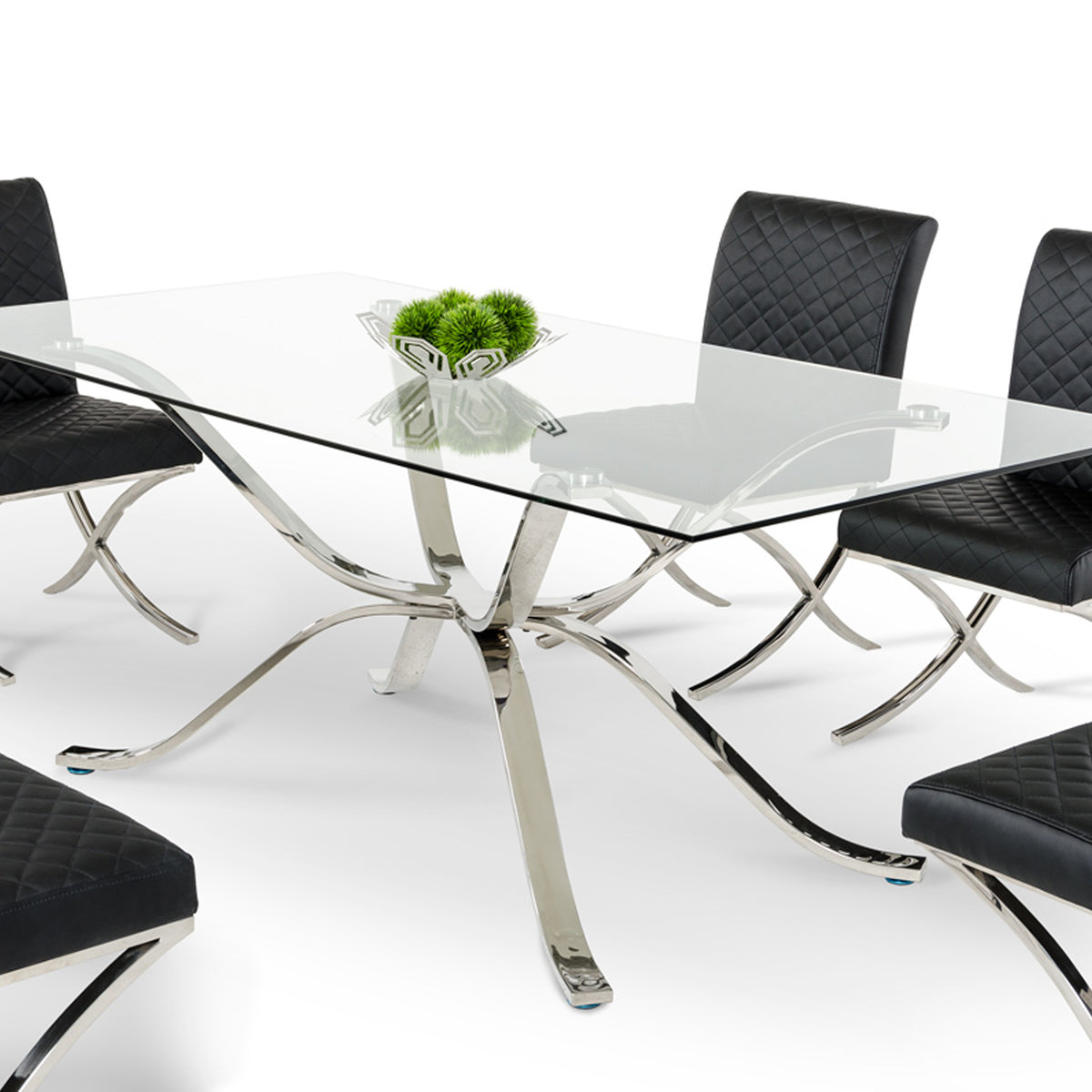 Adderley Modern Stainless Steel w/ Glass Top Dining Table by VIG Furniture - View 6