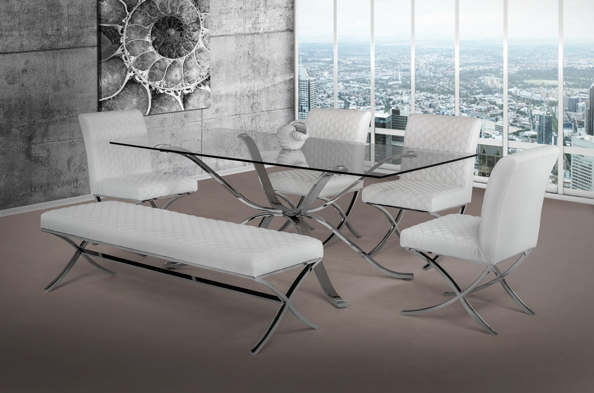 Adderley Modern Stainless Steel w/ Glass Top Dining Table by VIG Furniture - View 5