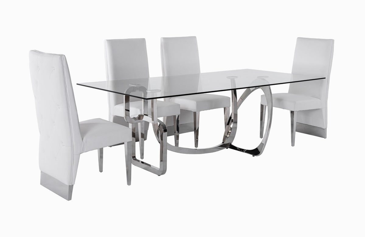 Adelaide Modern Stainless Steel & Glass Dining Table by VIG Furniture - View 4