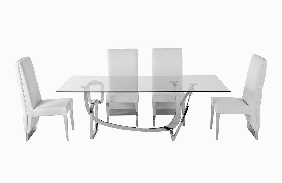 Adelaide Modern Stainless Steel & Glass Dining Table by VIG Furniture - View 5