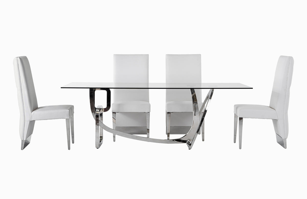 Adelaide Modern Stainless Steel & Glass Dining Table by VIG Furniture - View 6