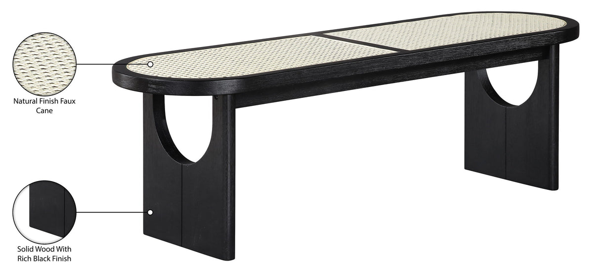 Canovia - Solid Wood And Faux Cane Bench