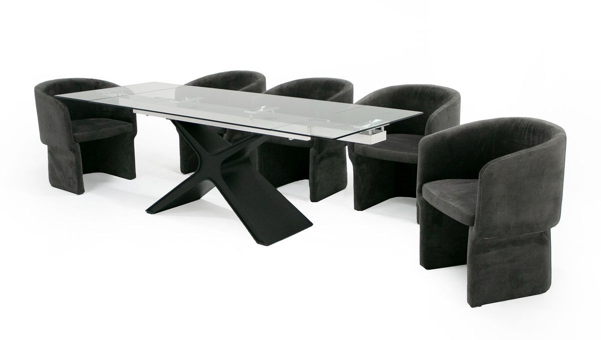 Adler - Modern Black Glass Extendable 63"/94.5" Dining Table by VIG Furniture - View 2