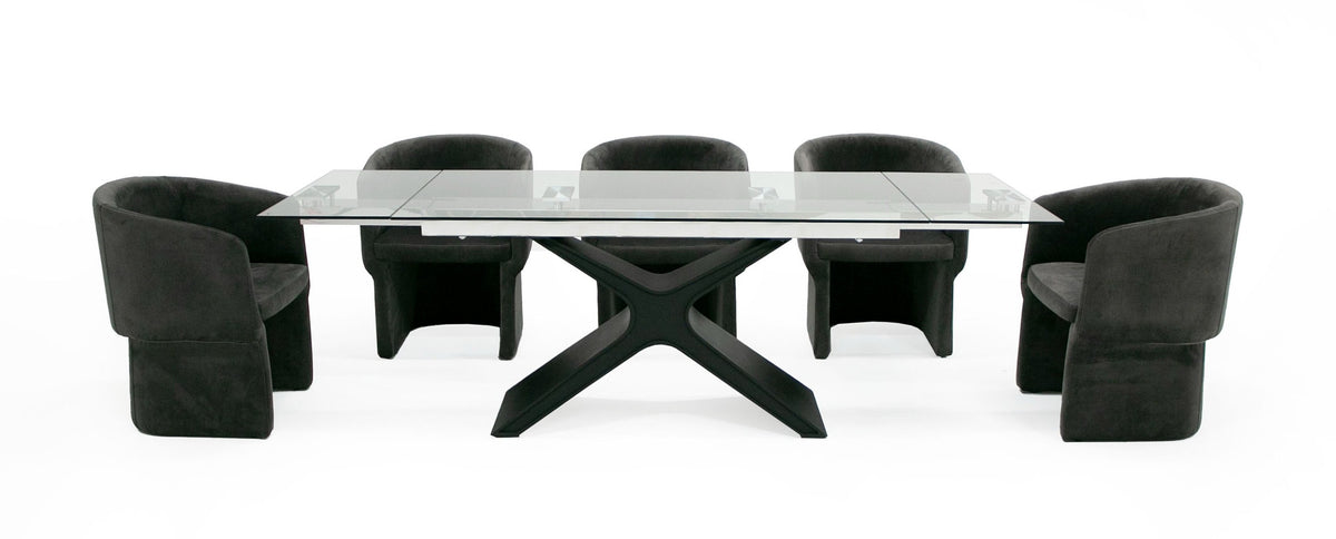 Adler - Modern Black Glass Extendable 63"/94.5" Dining Table by VIG Furniture - View 3