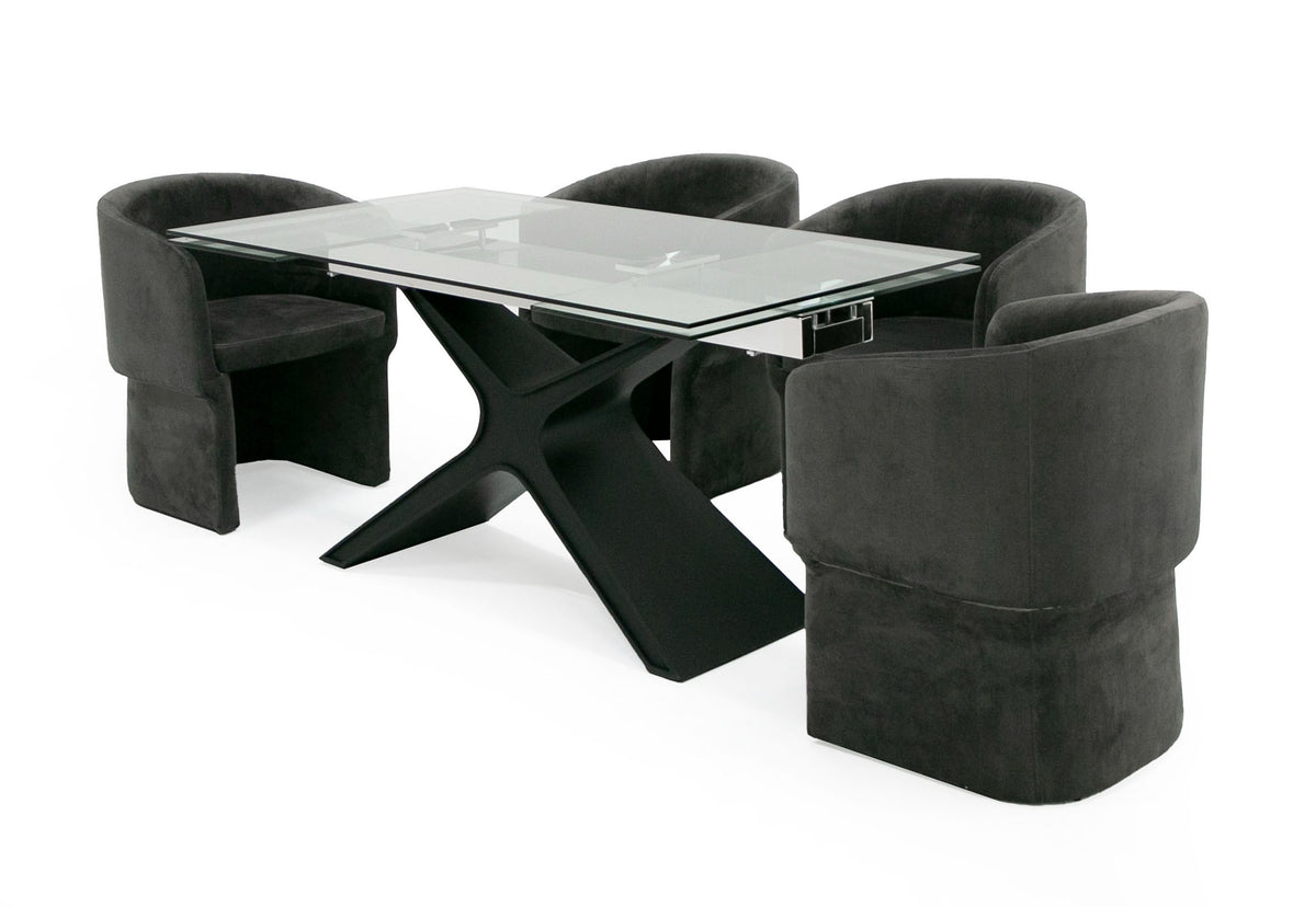 Adler - Modern Black Glass Extendable 63"/94.5" Dining Table by VIG Furniture - View 5