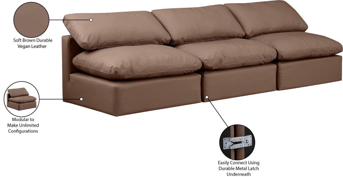Indulge - Faux Leather 3 Seat Modular Armless Sofa