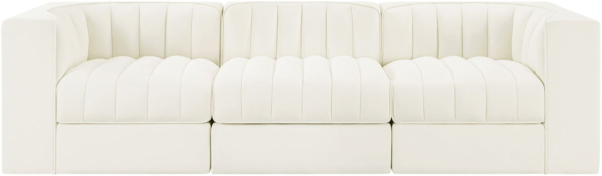 Rummi - Velvet Performance Fabric Upholstered 3 Piece Modular Sofa