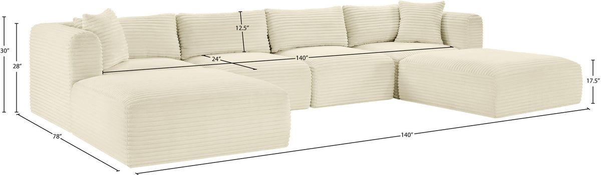 Shaggy - 6 Piece Modular Sectional With 2 Ottomans