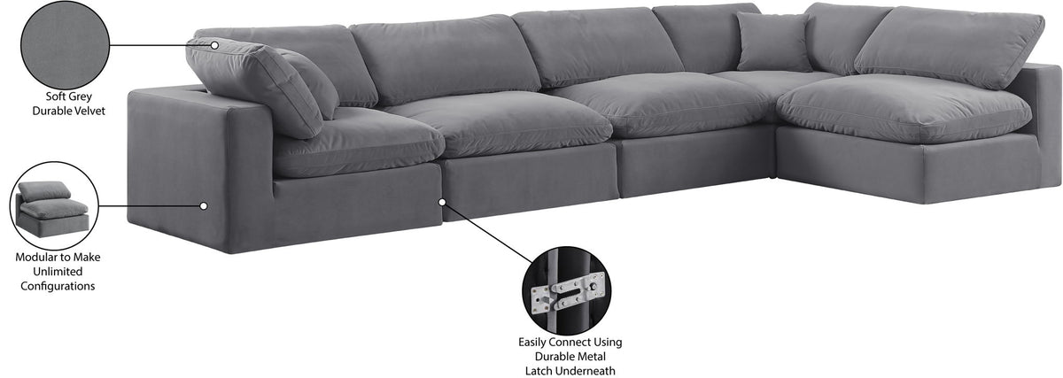 Comfy - 5 Piece Velvet Modular Sectional