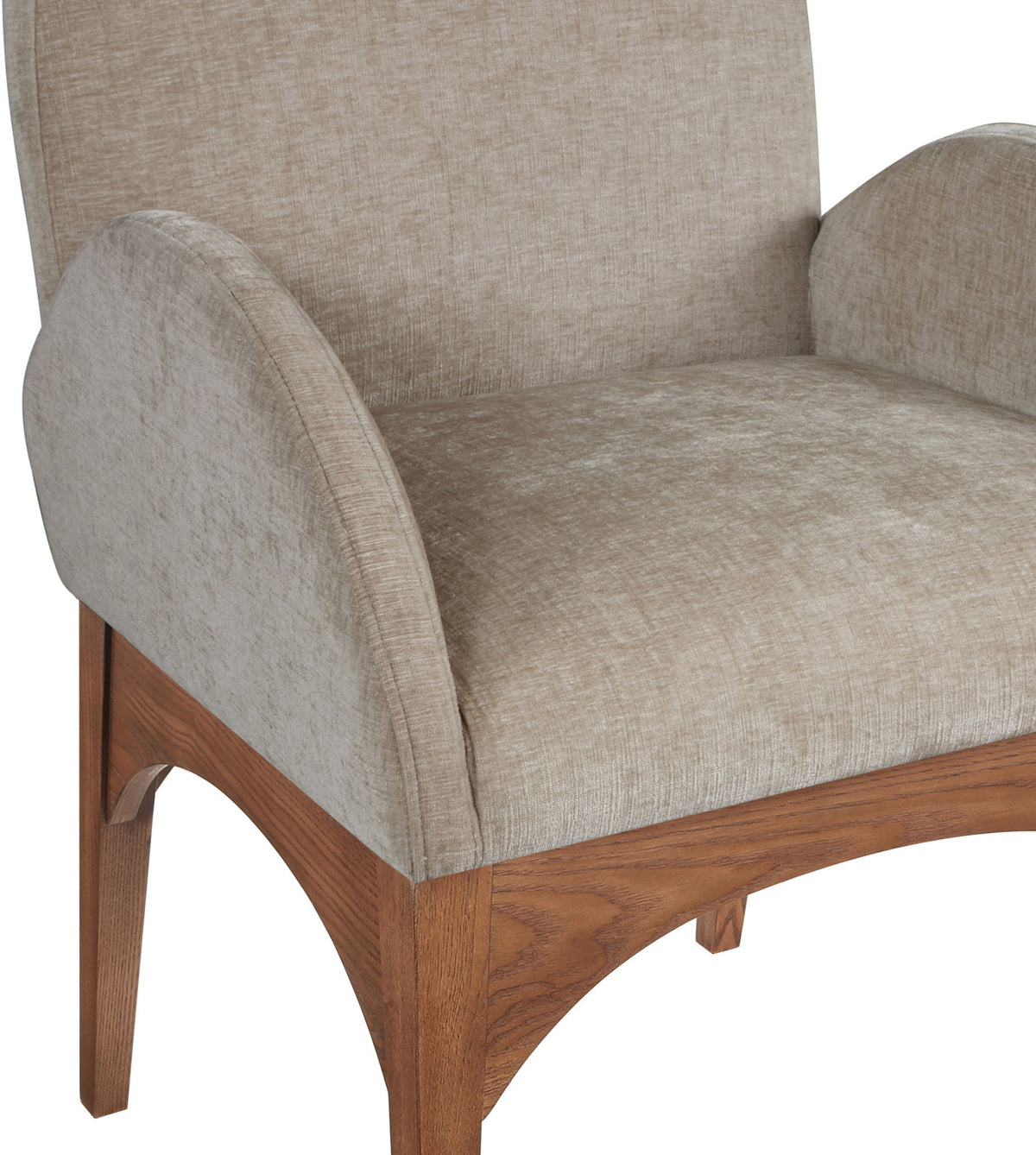 Waldorf - Chenille Dining Arm Chair With Brown Legs