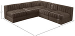 Rummi - Armless Velvet Performance Fabric Upholstered 5 Piece Modular Sectional