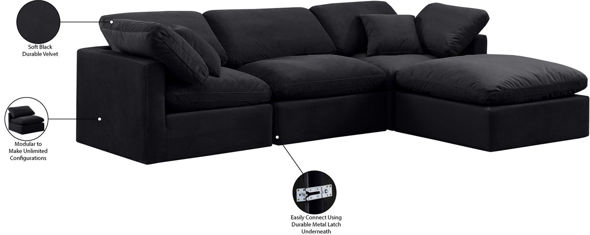 Indulge - Velvet 4 Piece Modular Sectional With Chaise